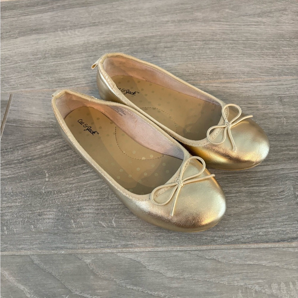 Cat and Jack gold ballet shoes, size 13.